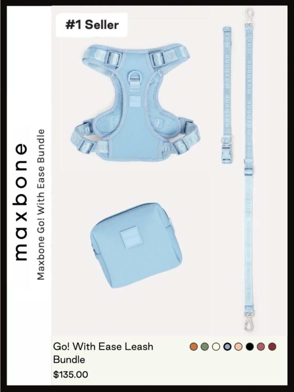 Maxbone Go! With Ease Leash Bundle - Dog Harness Set - NWT - MSRP $135